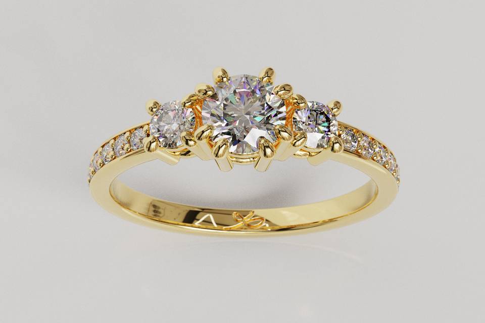 Anillo tresillo 18K