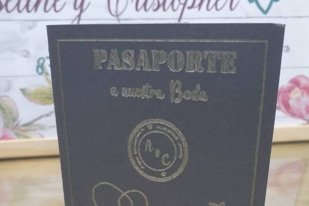 Parte pasaporte gris y dorado
