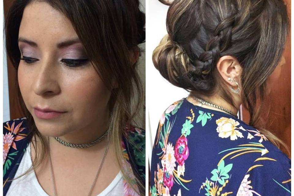 Maquillaje y peinado de fiesta