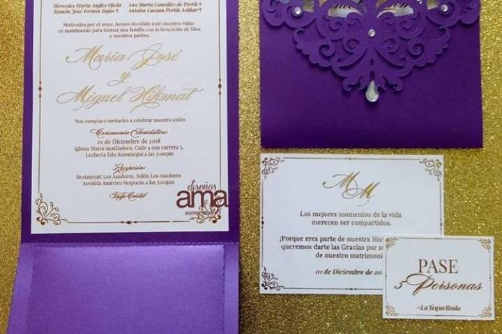 Invitación Gold Purple