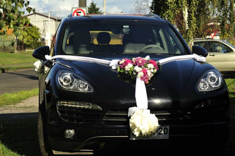 Auto de matrimonio decorado