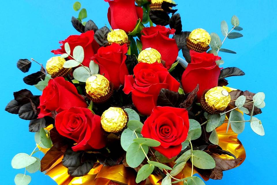 Tambor de rosas y chocolates