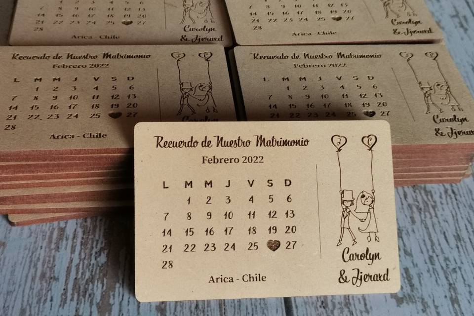 Recuerdo calendario imantado