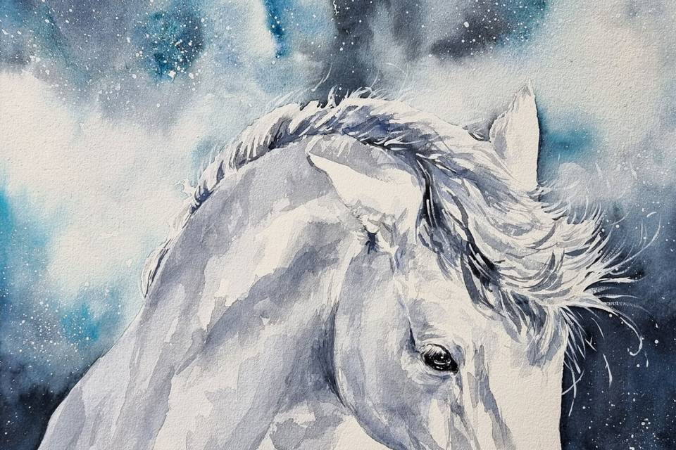 Caballo en acuarela