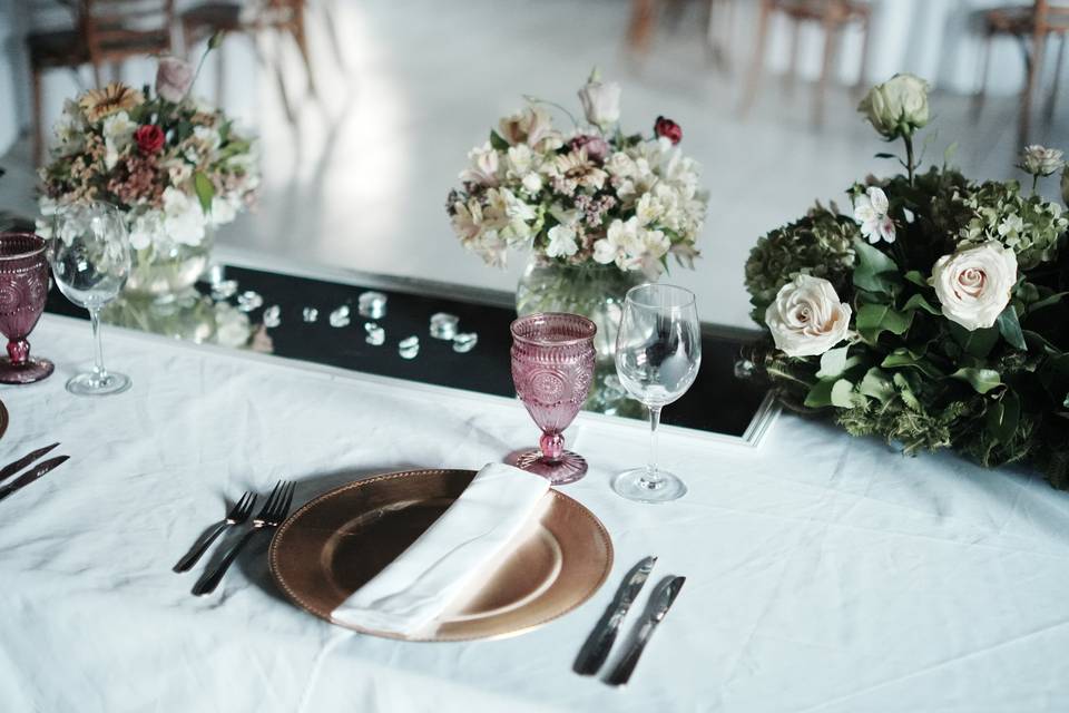 Copas rosadas novios