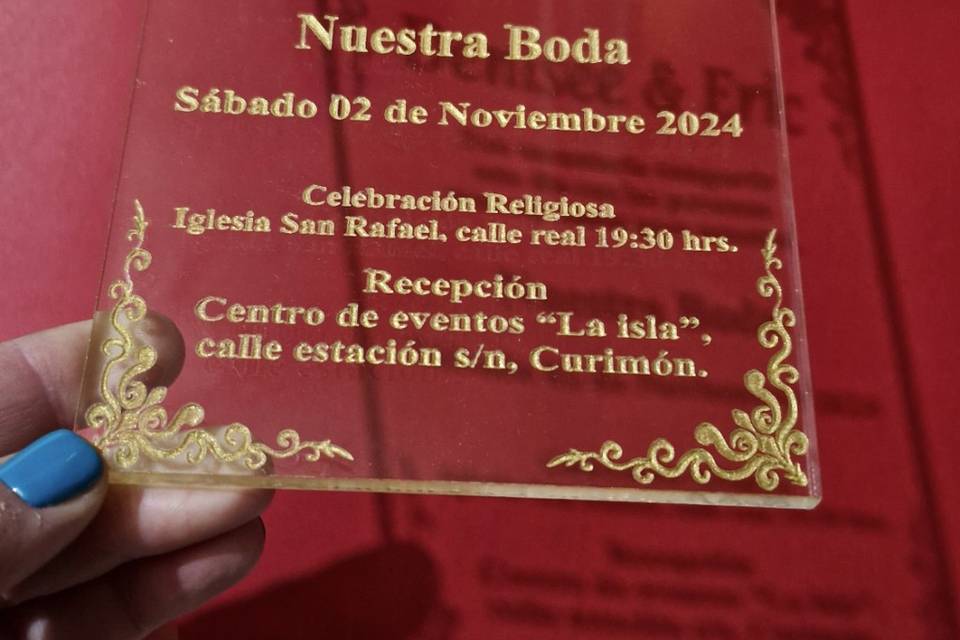Parte de matrimonio acrilico t