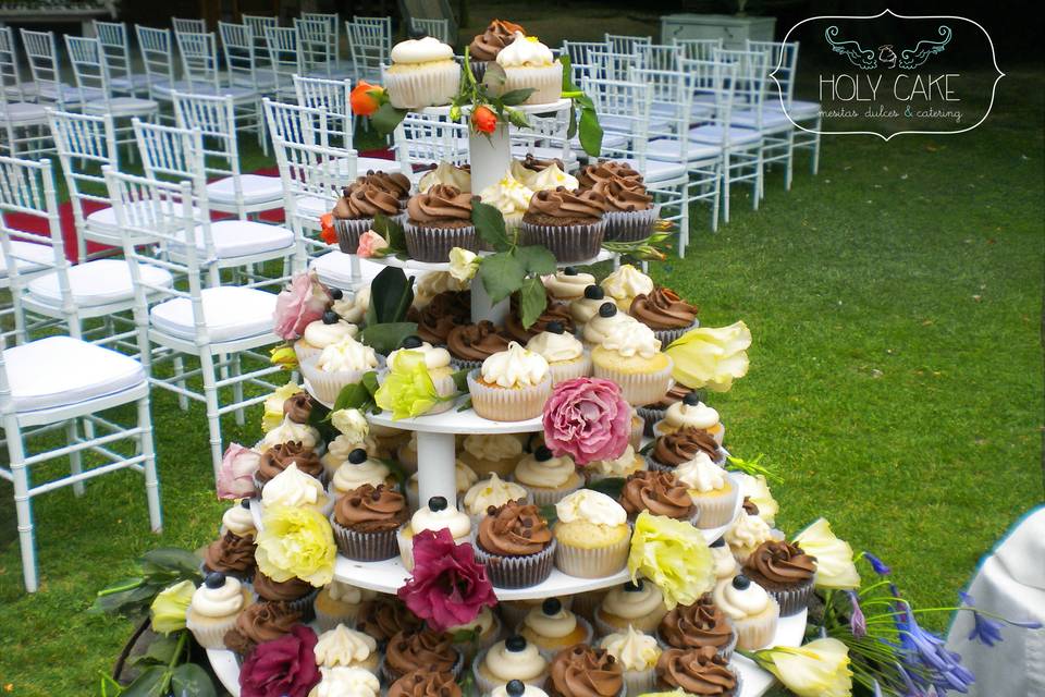 Torre de cupcakes flores