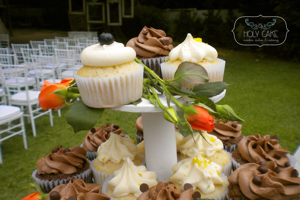 Torre de cupcakes flores