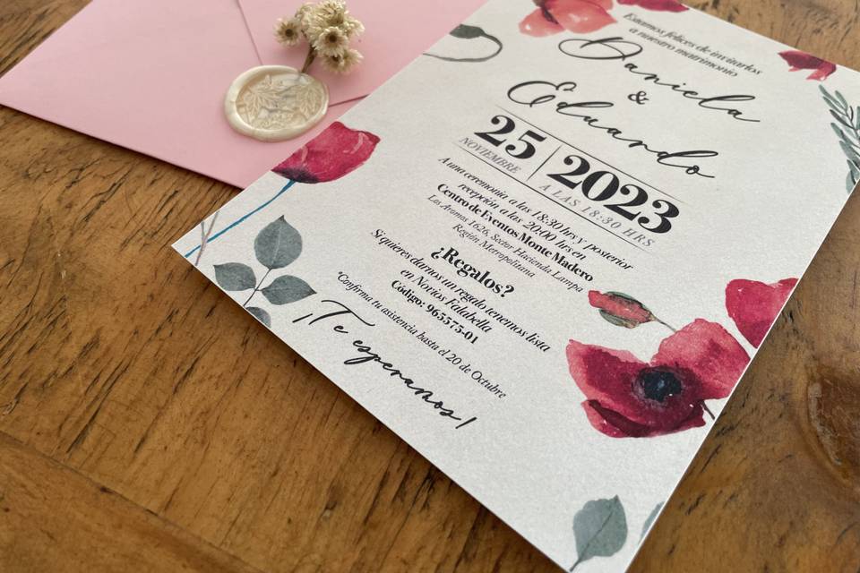 Invitación Diseño “Peonias”