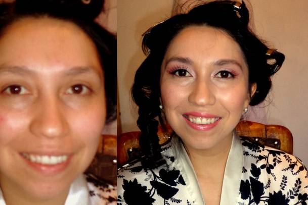 Antes y después makeup novia