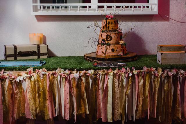 Torta vintage tronco novios