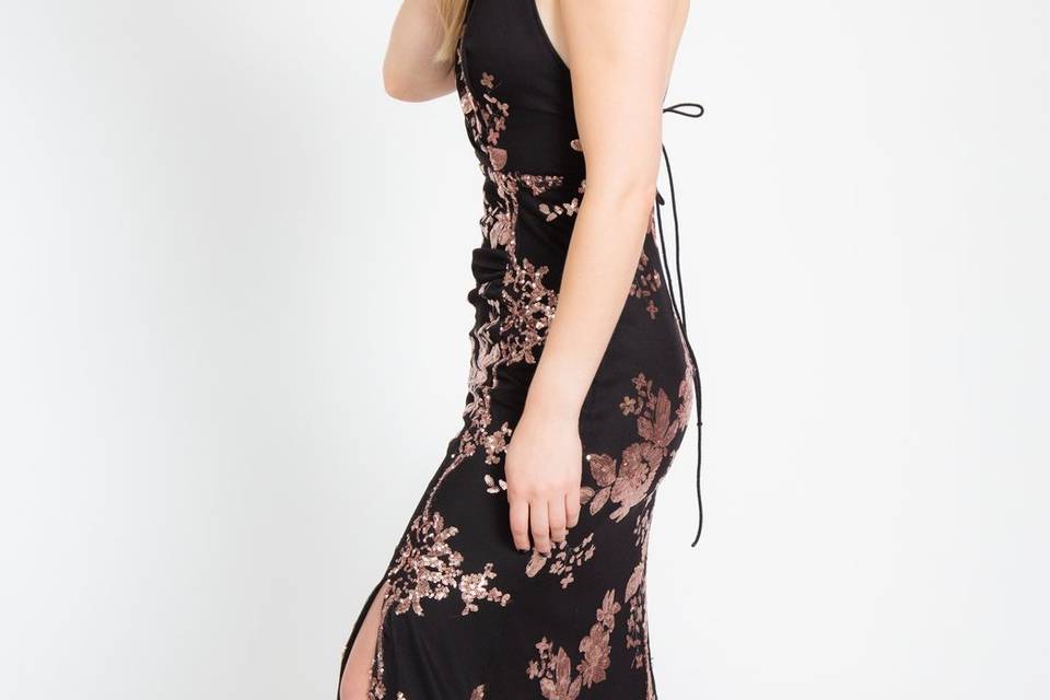 Vestido negro con estampado