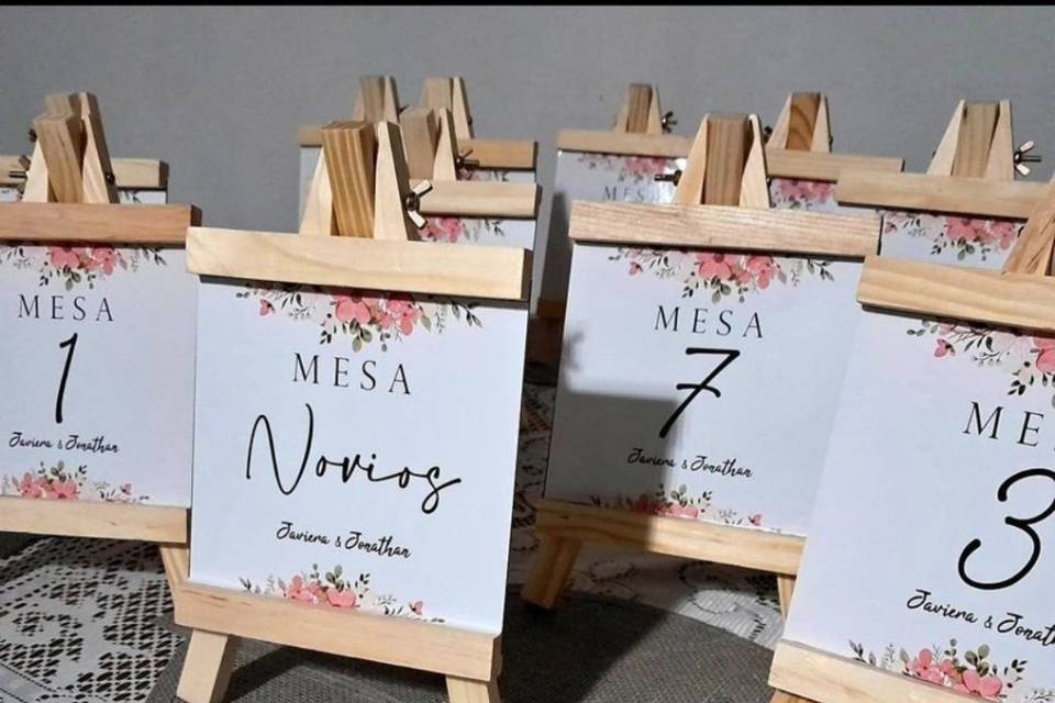 Cartel para mesas de invitados