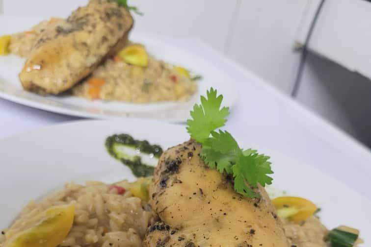 Risotto con suprema de pollo